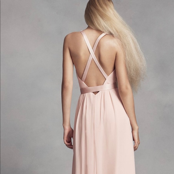 Long Chiffon Dress With Low Crisscross 